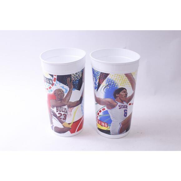 McDonald's, Michael Jordan, Julius Erving, Drink Cups, Plastic Glasses, - Picture 1 of 2